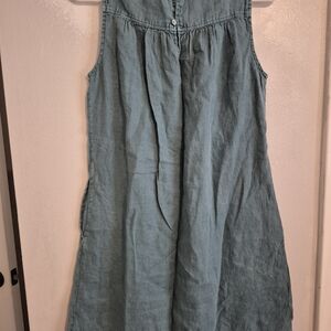 Sleeveless Light Denim-Look Midi Dress - Blue Green